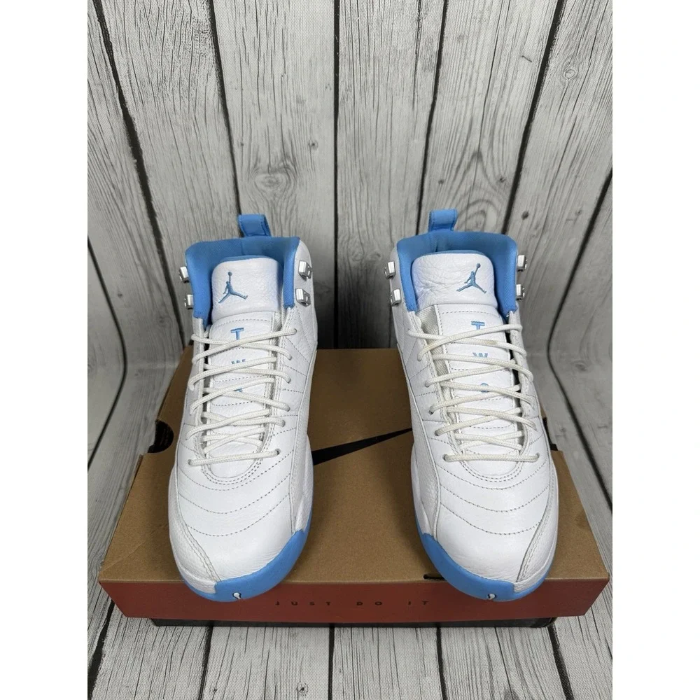Air Jordan 12 Retro GS Melo White University Blue 153265-112 Size 7Y Excellent